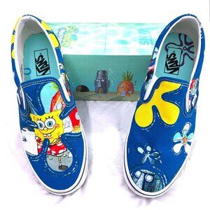 VANS Spongebob Alohabob Slip On Shoes Mens size 10 Blue Sneaker With Box